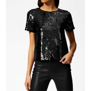 Michael Kors Black Sequins Top/Blouse(Size XS)